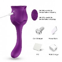 Rose Clitoral Sucking with G-Spot Vibrator, Silicone, 20 Functions, Rechargeable, PURPLE